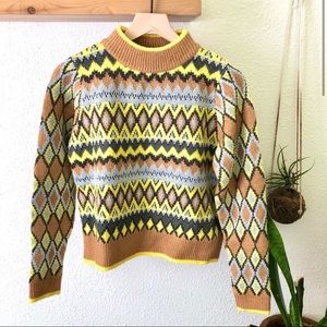 Zara Fairisle mock neck sweater